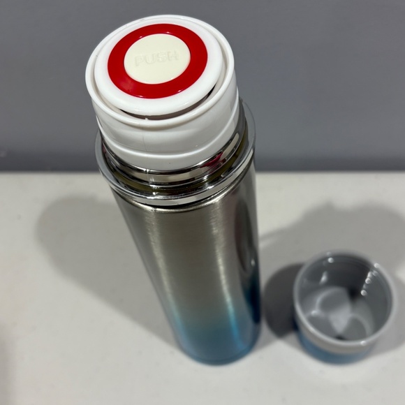 Blue And Silver Ombré  Steel Thermos With Strap - Picture 2 of 3